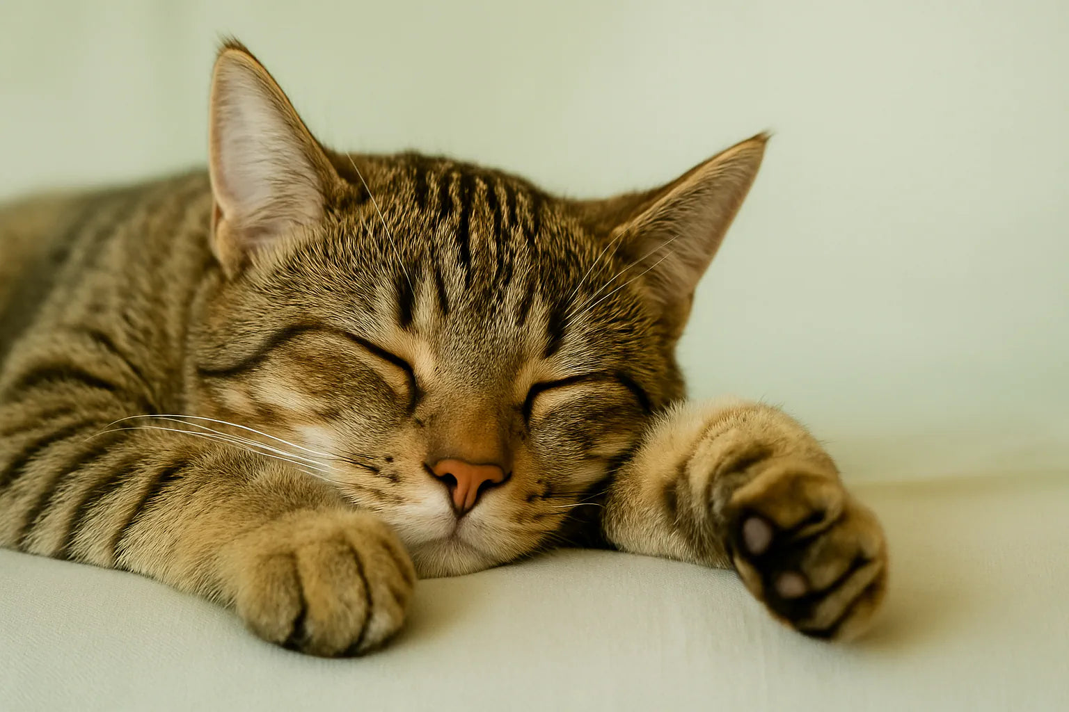 Schlafende Katze in Tiefschlaf – Symbol für Entspannung, Stressabbau und erholsamen Schlaf – Vitaluma®