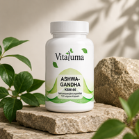 Vitaluma Ashwagandha KSM-66 Premium Nahrungsergänzungsmittel in hochwertiger Markeninszenierung