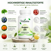 Vitaluma Augen-VIT mit Ginkgo Biloba, Bilberry-Extrakt, Lutein, Zeaxanthin und antioxidativen Mikronährstoffen