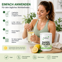 Vitaluma Basenpulver Zitrone einfach in Wasser einrühren und täglich als Mineralstoffgetränk genießen
