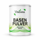 Vitaluma Basenpulver Zitrone Produktfoto mit Mineralstoffen zur täglichen Ergänzung für Säure-Basen-Balance