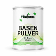 Vitaluma Basenpulver Zitrone Produktfoto mit Mineralstoffen zur täglichen Ergänzung für Säure-Basen-Balance