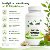 Vitaluma Bitterkräuter Kapseln mit ausgewählten Bitterstoffen zur täglichen Unterstützung des Wohlbefindens