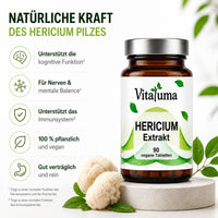 Vitaluma Hericium Extrakt mit Hericium Pilz Extrakt als veganes Nahrungsergänzungsmittel für den täglichen Einsatz