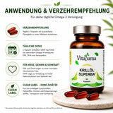 Vitaluma Krillöl Superba Einnahmeempfehlung mit täglicher Dosierung für die optimale Versorgung mit Omega-3-Fettsäuren.