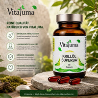 Vitaluma Krillöl Superba Premium-Nahrungsergänzung mit hochwertigen Rohstoffen und natürlicher Markenqualität.