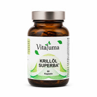 Vitaluma Krillöl Superba 60 Kapseln Produktfoto mit hochwertigem Krillöl für Omega-3, EPA, DHA und Astaxanthin.