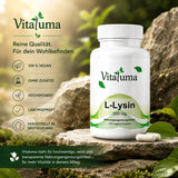 Vitaluma L-Lysin 500 mg Premium Nahrungsergänzung mit veganen Kapseln – Qualität, Reinheit und hochwertige Herstellung.