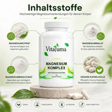 Vitaluma Magnesium Komplex mit Magnesiumcitrat, Magnesiumbisglycinat und Magnesiummalat in veganen Kapsel