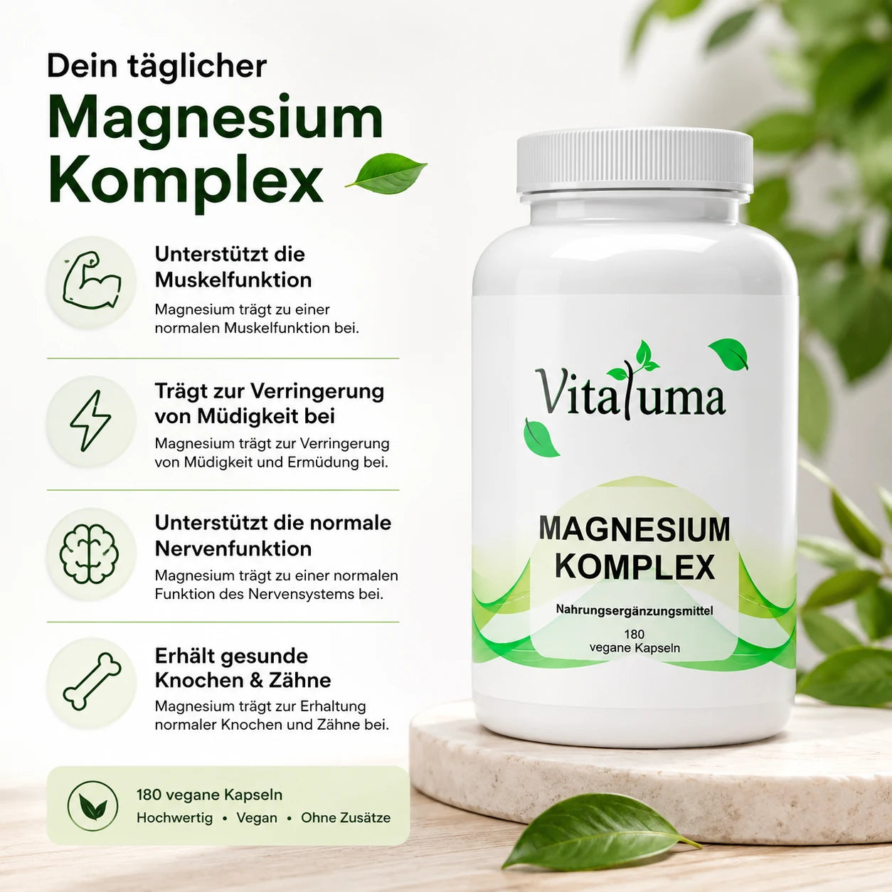 Vitaluma Magnesium Komplex mit Magnesium zur Unterstützung von Muskelfunktion, Nervensystem und Energiestoffwechse