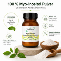 Vitaluma Myo-Inositol Pulver mit 100 Prozent reinem Myo-Inositol ohne Zusatzstoffe und Füllstoffe