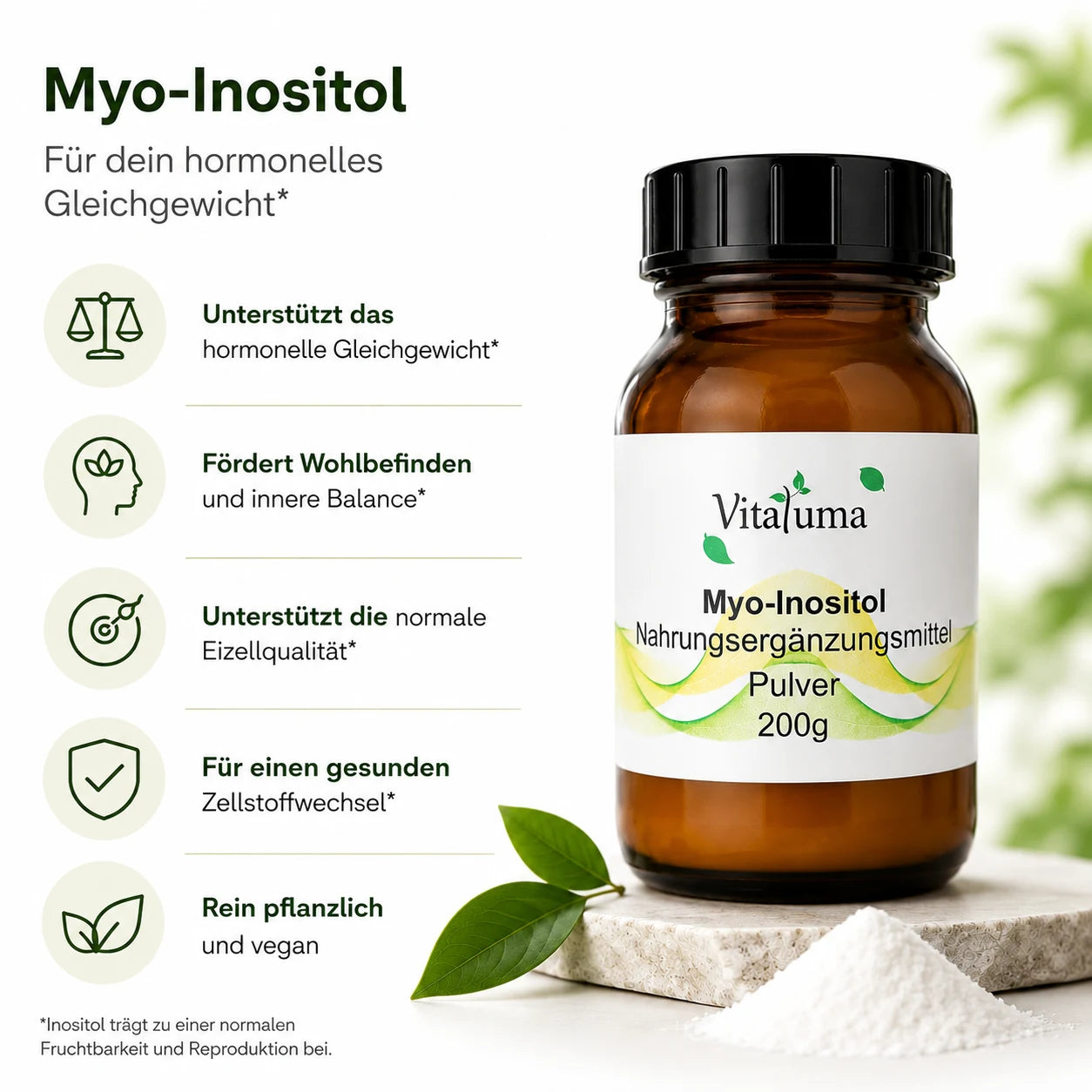 Vitaluma Myo-Inositol Pulver zur täglichen Ergänzung für Balance und hochwertige Nährstoffversorgung