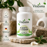Vitaluma N-Acetyl-L-Cystein Kapseln in Premium-Qualität mit hochwertigem Design für eine bewusste und gesunde Lebensweise.