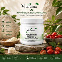 Vitaluma Natürliches Vitamin C aus hochwertigen Pflanzenextrakten als veganes Premium-Nahrungsergänzungsmittel für jeden Tag.