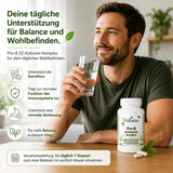 Vitaluma Pro-B 22-Kulturen Komplex für die tägliche Einnahme nach einer Mahlzeit mit praktischer Verzehrempfehlung.