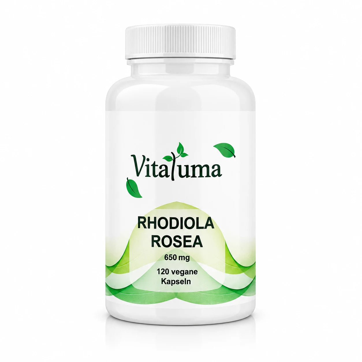 Vitaluma Rhodiola Rosea 650 mg mit Rosenwurz-Extrakt als vegane Kapseln in hochwertiger Premium Produktdose