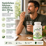 Vitaluma Silizium aus Bambusextrakt zur täglichen Anwendung mit einer veganen Kapsel und reichlich Wasser