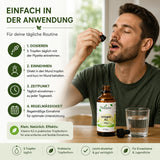 Vitaluma Vitamin K2 Tropfen mit Pipette zur einfachen täglichen Einnahme von fünf Tropfen direkt in den Mund