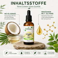 Vitaluma Vitamin K2 Tropfen mit MCT-Öl aus Kokos und Menaquinon MK-7 all-Trans als hochwertige Inhaltsstoffe