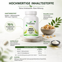 Vitaluma Weihrauch Kapseln mit Bosflex Weihrauchextrakt, 2000 mg Tagesdosis und 70 Prozent Boswelliasäuren