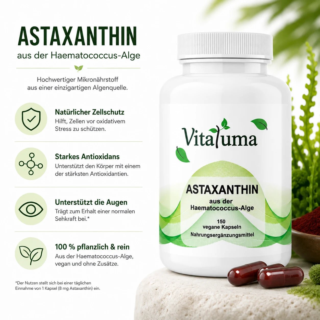 Astaxanthin - 150 Kapseln - Vitaluma®