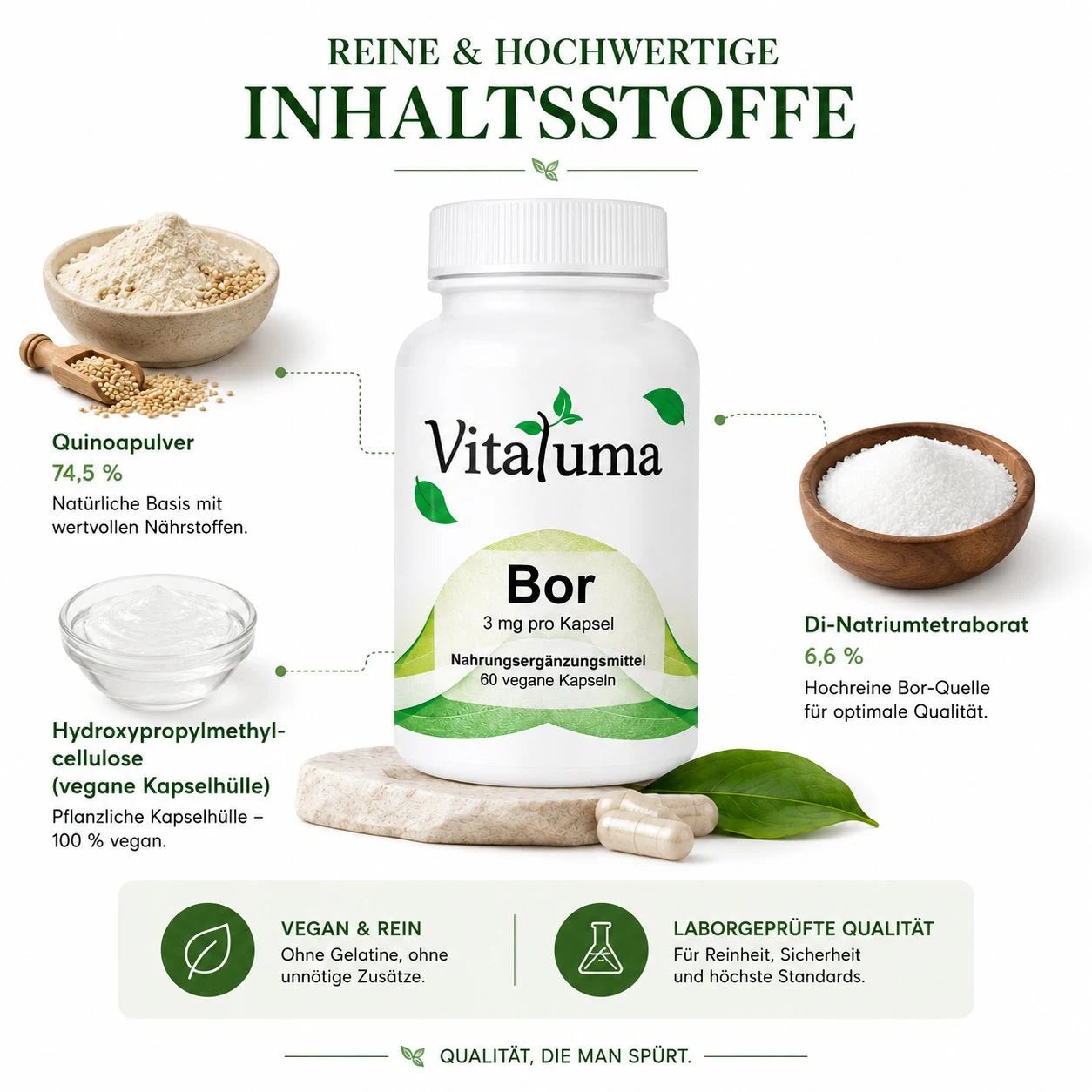 Bor 3mg - 60 vegane Kapseln - Vitaluma®