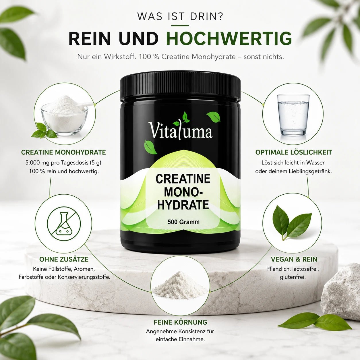 Creatine Monohydrate Pulver 500g - Vitaluma®
