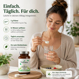 Vitaluma® D-Mannose Pulver einfach in Wasser auflösen und als veganes Nahrungsergänzungsmittel täglich verwenden