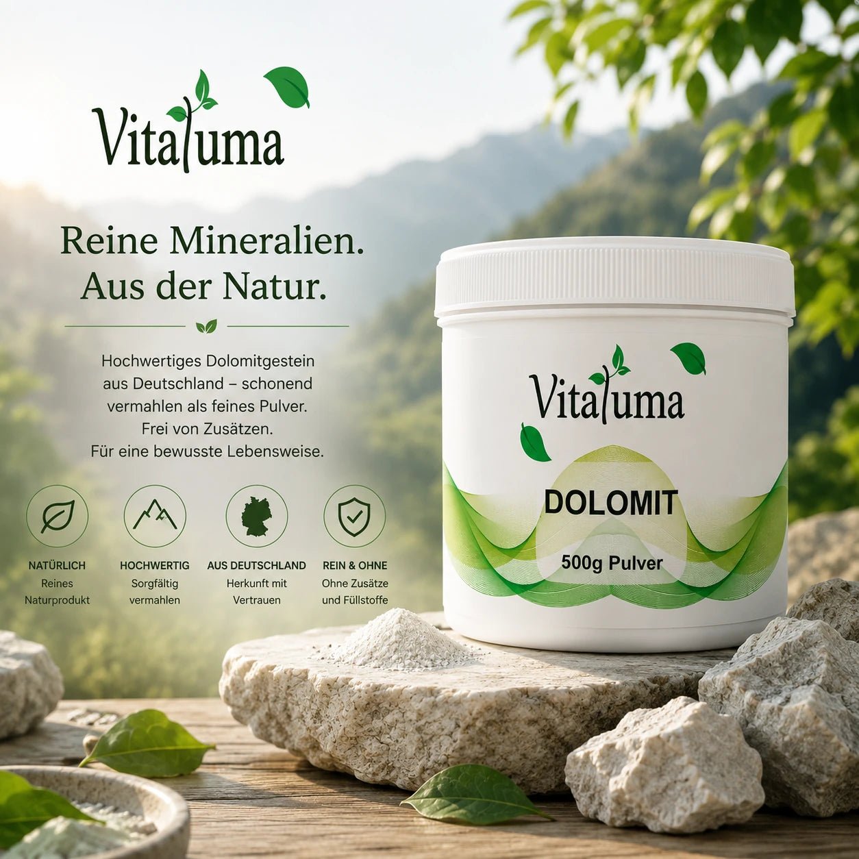 Dolomit Pulver - 500g - Vitaluma®
