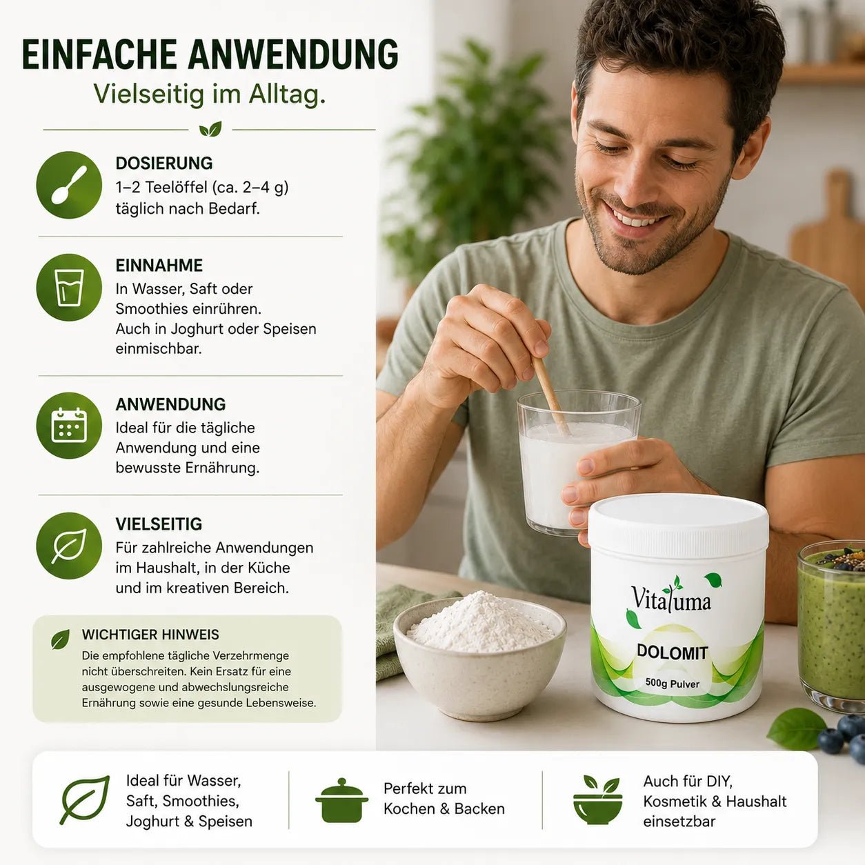 Dolomit Pulver - 500g - Vitaluma®