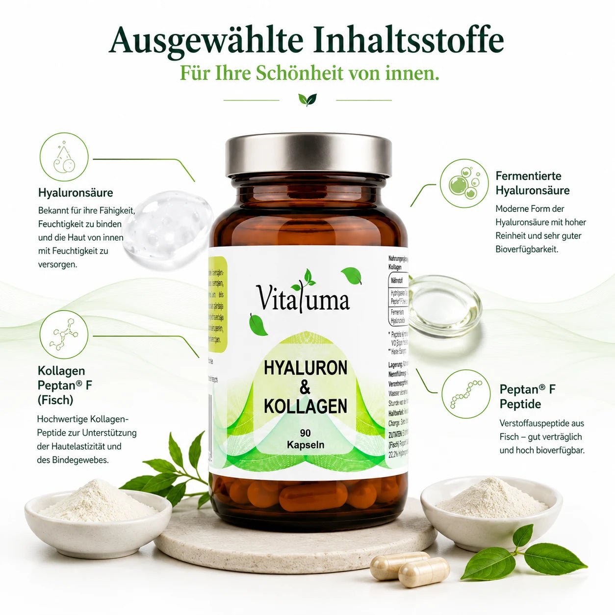 Hyaluron + Kollagen - 90 Kapseln - Vitaluma®