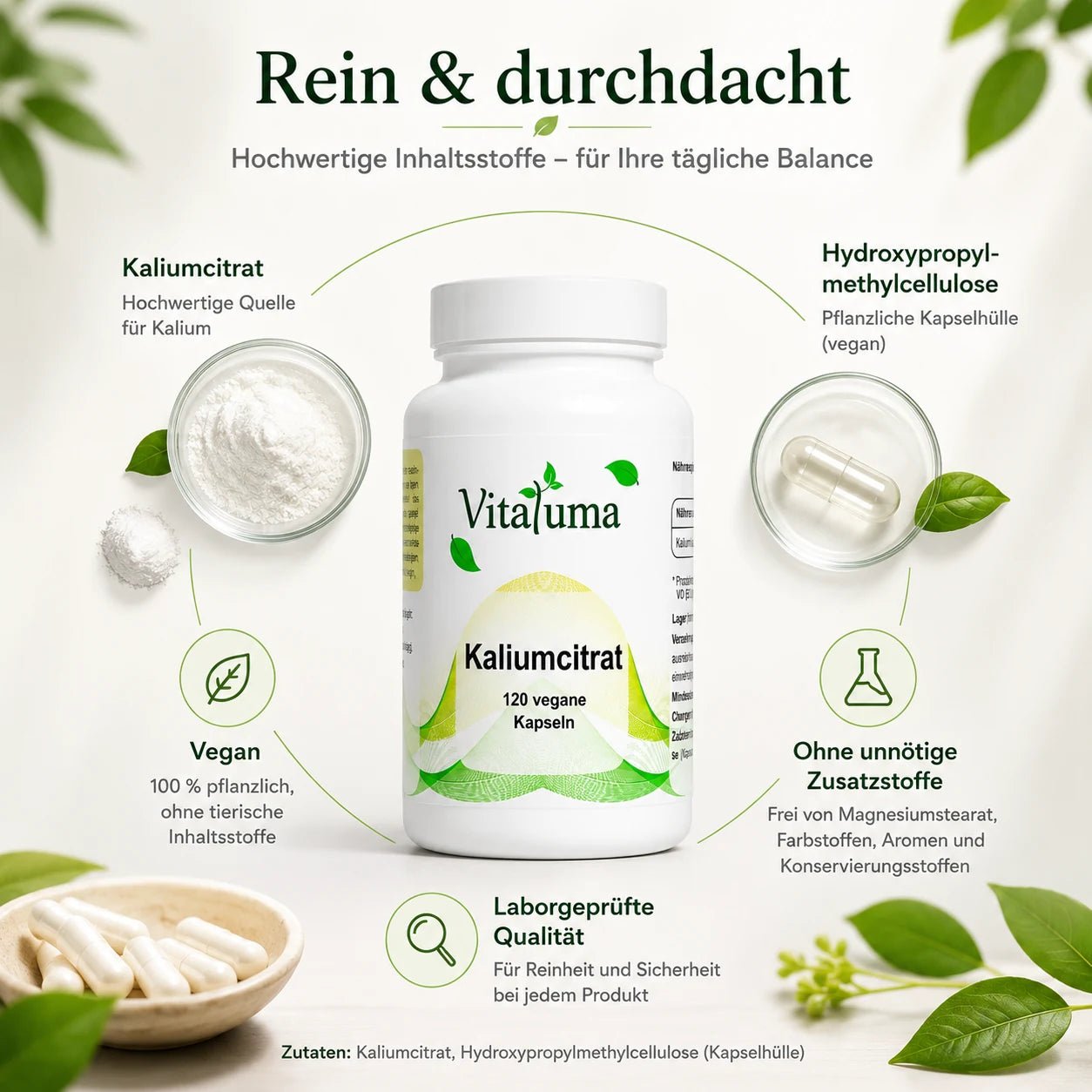 Kaliumcitrat – 120 vegane Kapseln - Vitaluma®