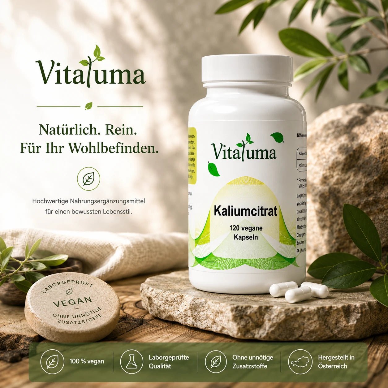 Kaliumcitrat – 120 vegane Kapseln - Vitaluma®