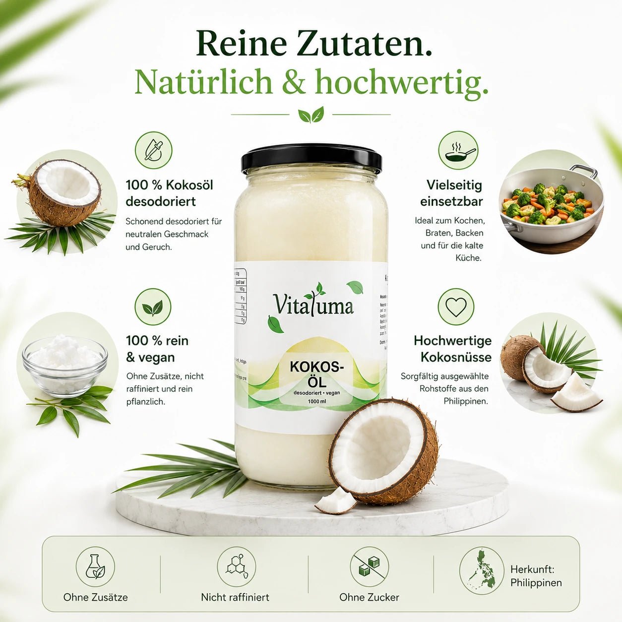 Kokosöl desodoriert 1.000 ml - Vitaluma®