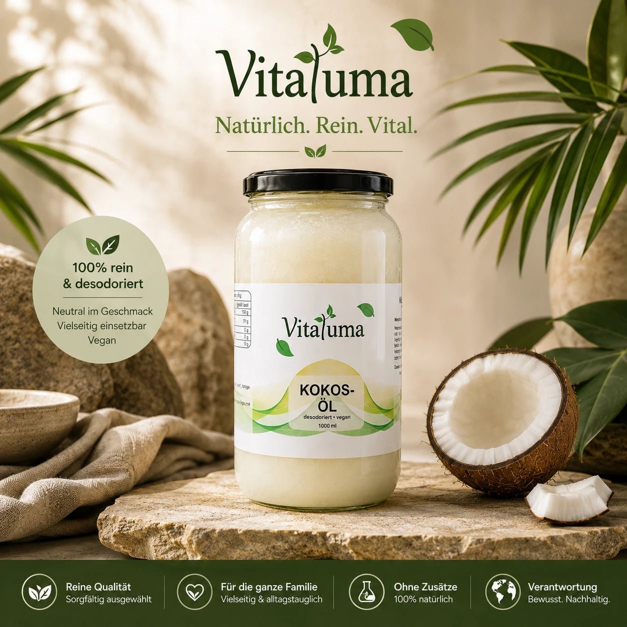 Kokosöl desodoriert 1.000 ml - Vitaluma®