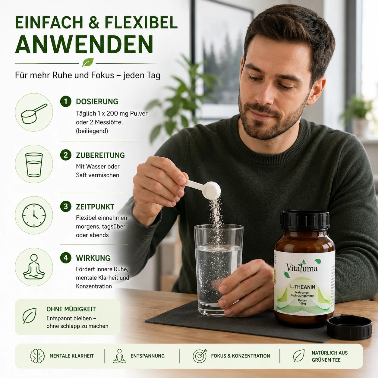 L-Theanin Pulver 100g - Vitaluma®