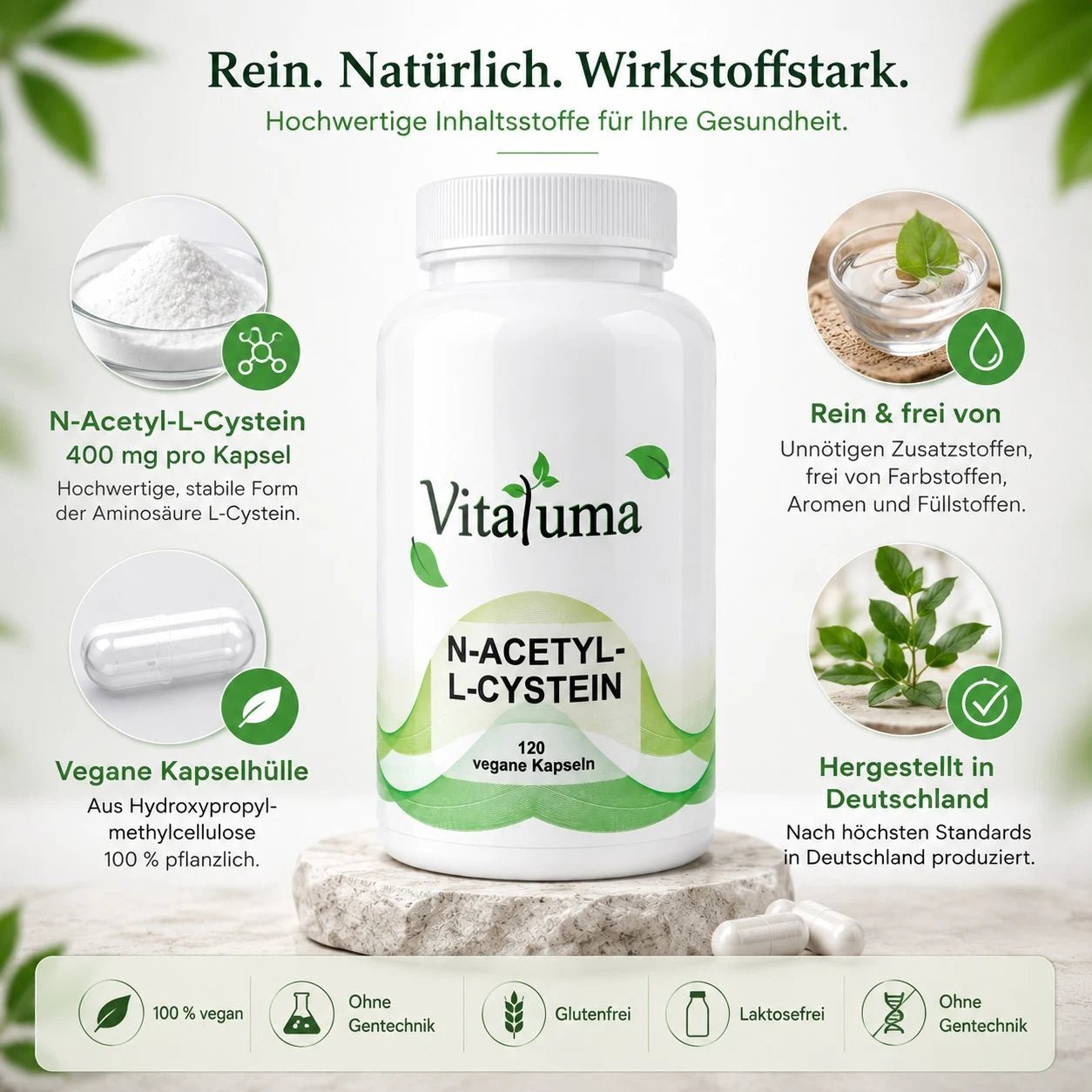 NAC N - Acetyl L - Cystein - 120 Kapseln - Vitaluma®