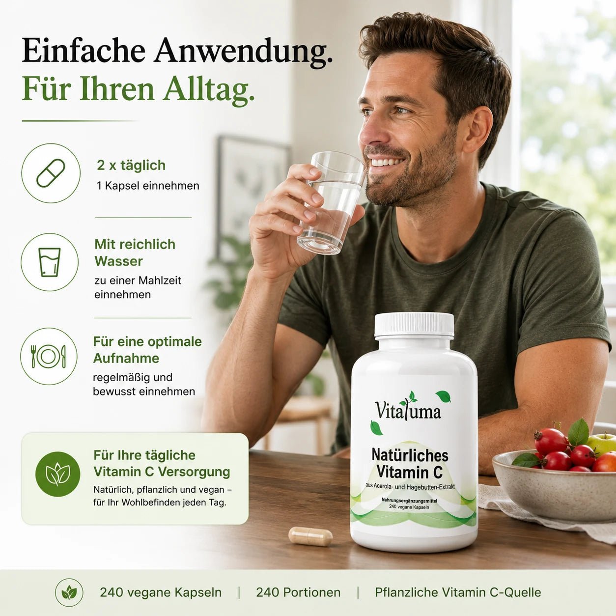 natürliches Vitamin C - 240 Kapseln - Vitaluma®