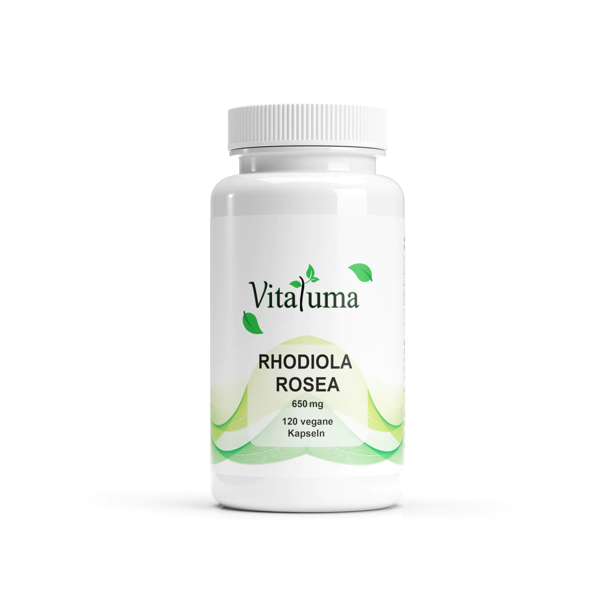 Vitaluma Rhodiola Rosea Rosenwurz-Extrakt mit 120 Kapseln als Nahrungsergänzungsmittel im Produktfoto