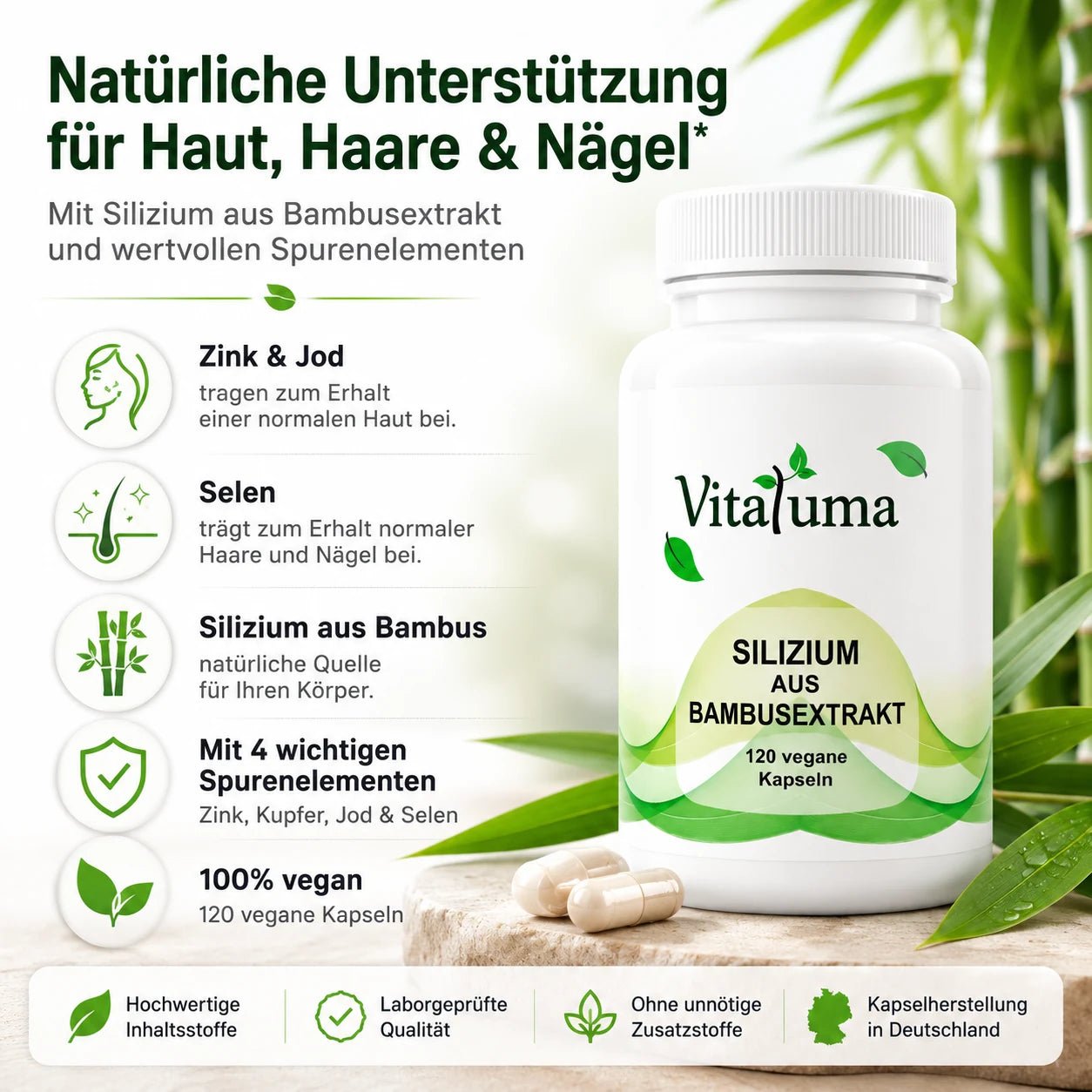 Silizium aus Bambusextrakt -120 Kapseln