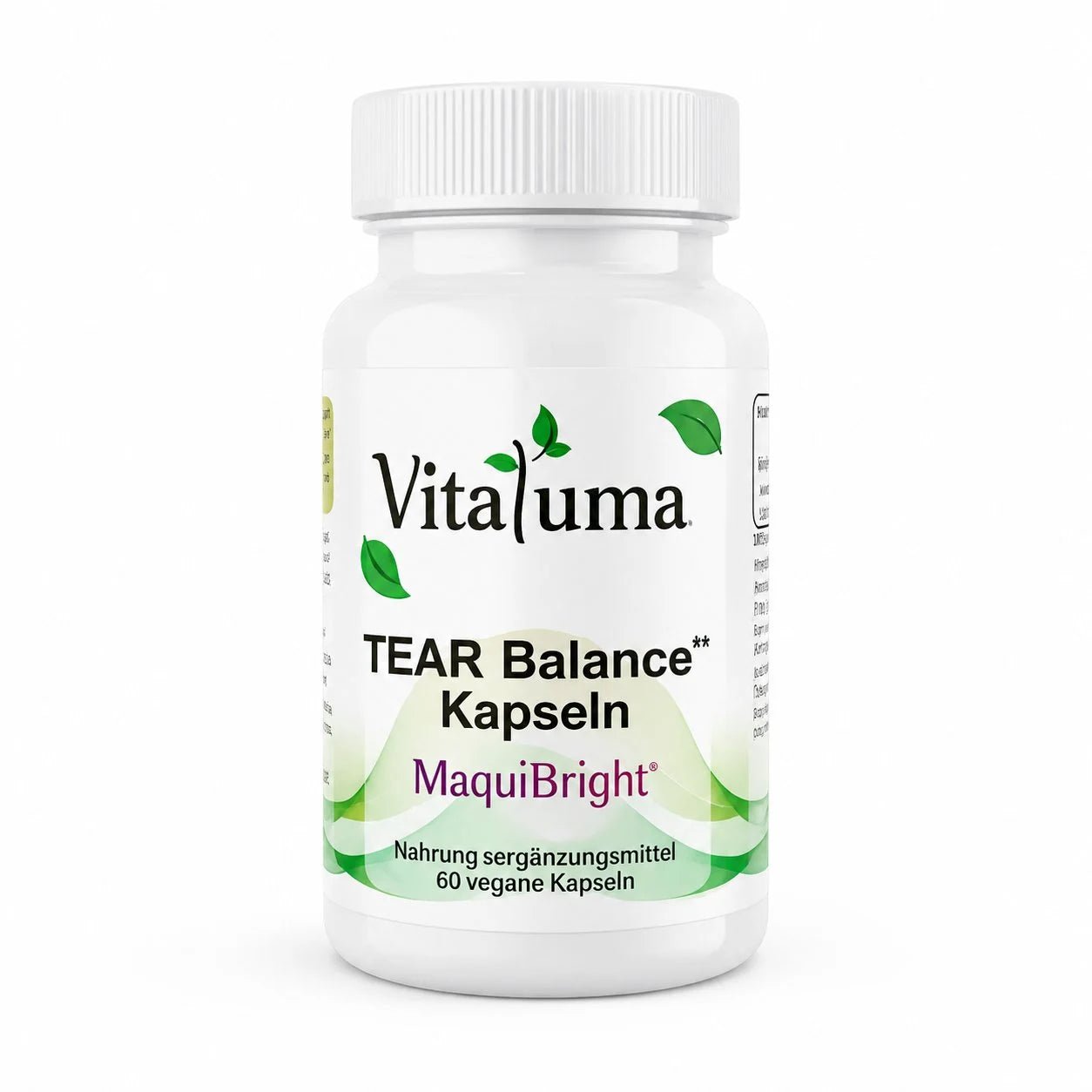 Vitaluma TEAR Balance mit MaquiBright und 60 veganen Kapseln als Nahrungsergänzungsmittel im Produktfoto