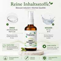 Vitaluma DMSO Spray mit 70 Prozent Dimethylsulfoxid und 30 Prozent Wasser in pharmazeutischer Qualität
