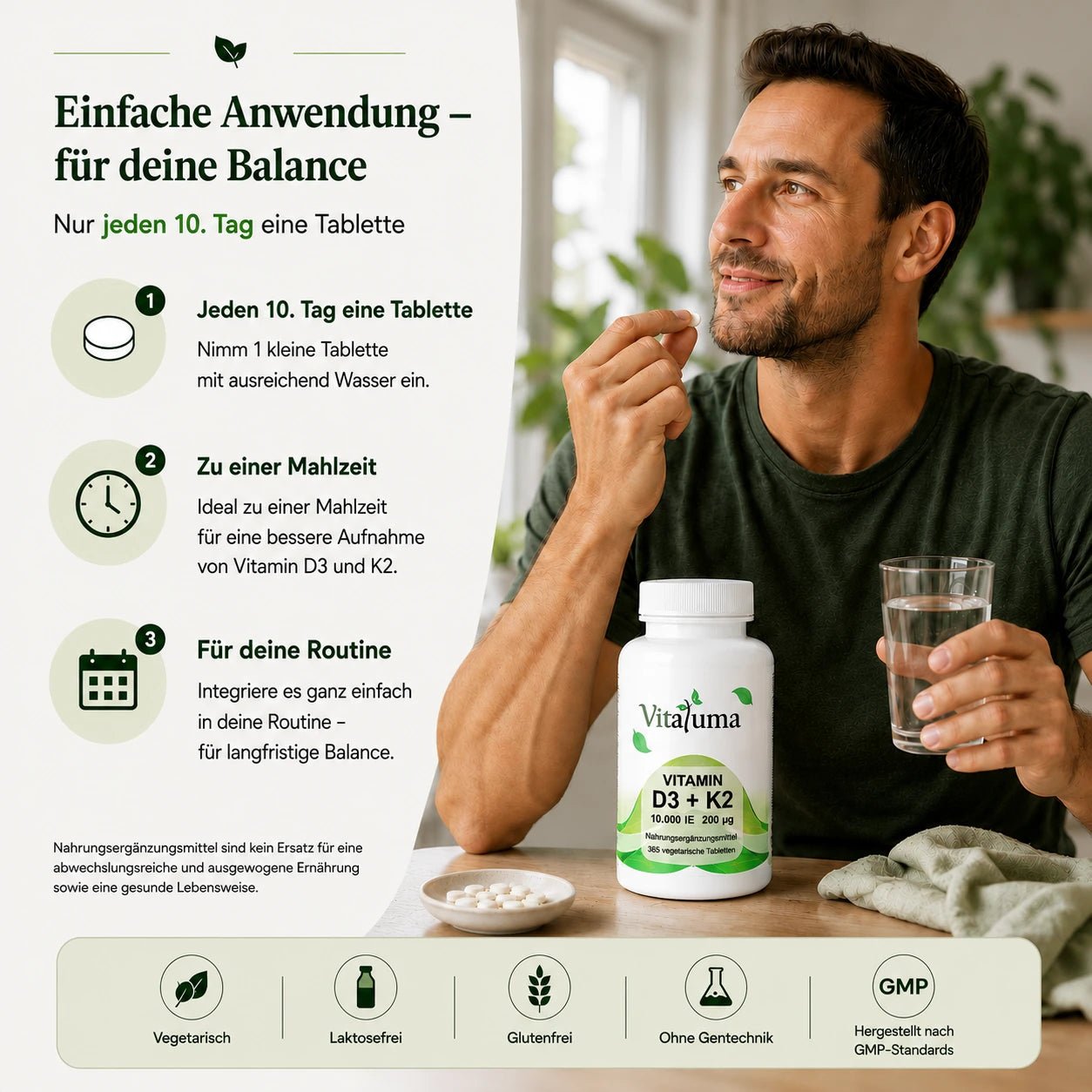 Vitamin D3 + K2 – 365 Tabletten - Vitaluma®