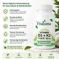 Vitamin D3 + K2 – 365 Tabletten - Vitaluma®
