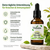 Vitaluma Vitamin D3 + K2 mit Unterstützung für normale Knochen und die normale Funktion des Immunsystems