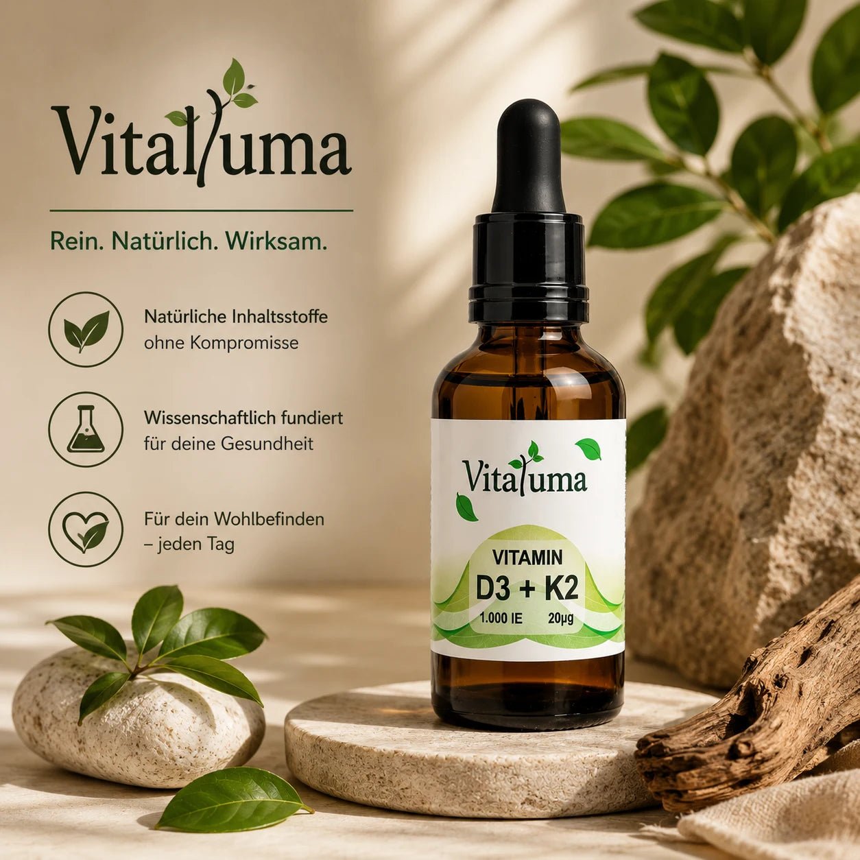 Vitamin-D3+K2 -Tropfen 50ml - Vitaluma®