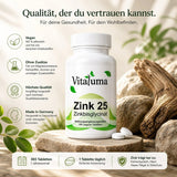 Zink 25mg - Zinkbisglycinat - 365 Tabletten - Vitaluma®