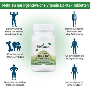 Vitamin D3 10.000 IE & Vitamin K2 200 µg - 365 Tabletten